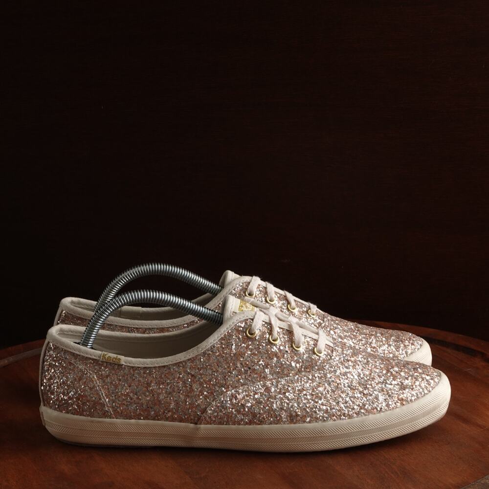 Keds X Kate Spade Sneakers WMS SZ 11 W Gold Glitter Bridal Wedding Casual Shoes